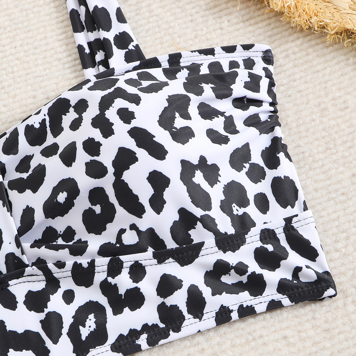 Women's Conservative Sporty Swimsuit 2025 European American New Style Printed Vest High Waisted Shorts Drawstring Cross Border Foreign Trade_ecoleips.com