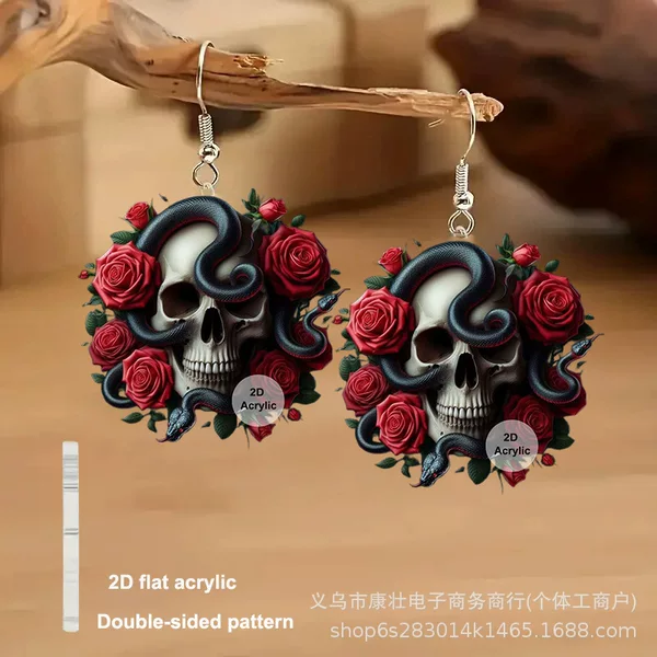 Chic Holiday Skull Acrylic Head Cross-Border Halloween Style Quirky New Acrylic Earrings