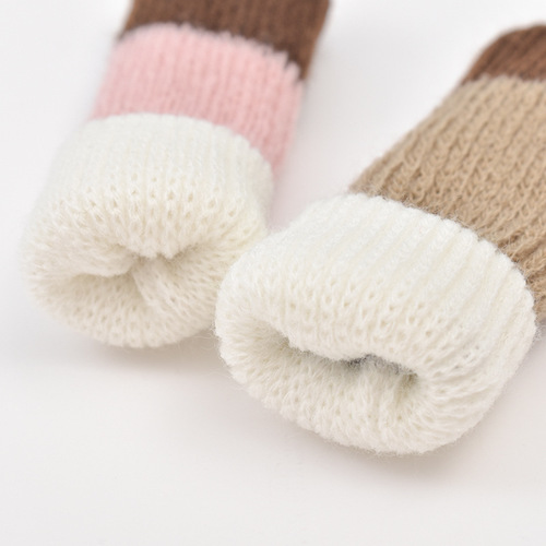Table leg cover knitted door handle protective cover cartoon non-slip wear-resistant thickened dining chair leg noise reduction home protective pad