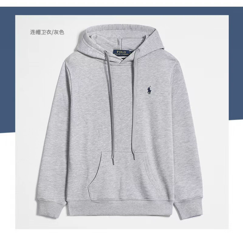 Demi-season fleece hoodie, men's zip cardigan with embroidered pony, casual fit, sizes S–XXXL