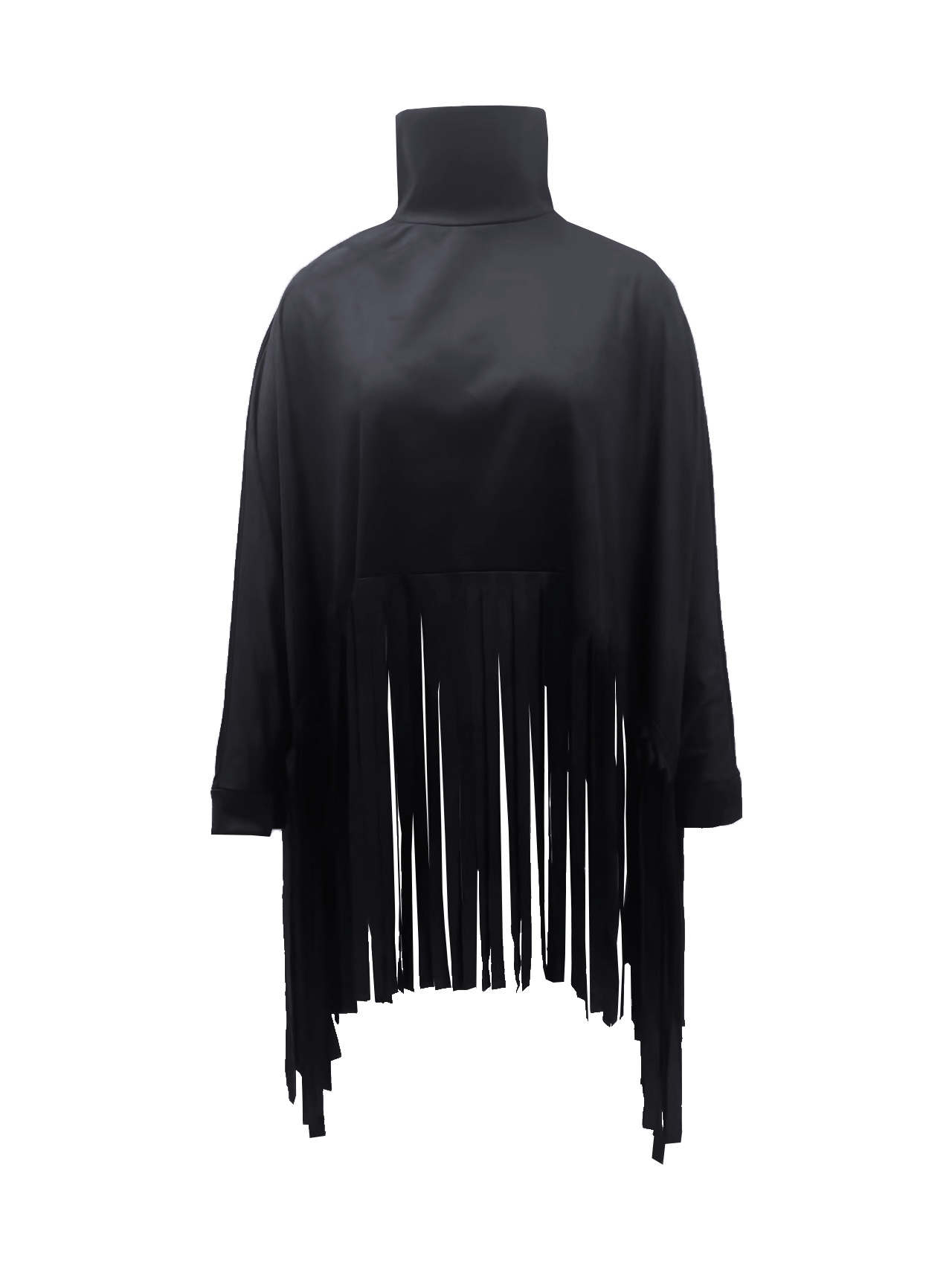 Women's fashion solid color long sleeve fringe top_voghion.com