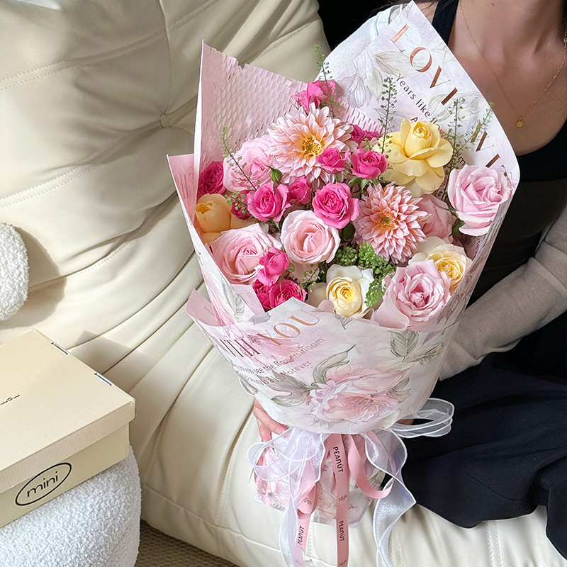 Papel de embalaje de estampado de color Yun material de ramo de flores Papel de estilo de alta calidad impermeable de papel florista materiales de flores