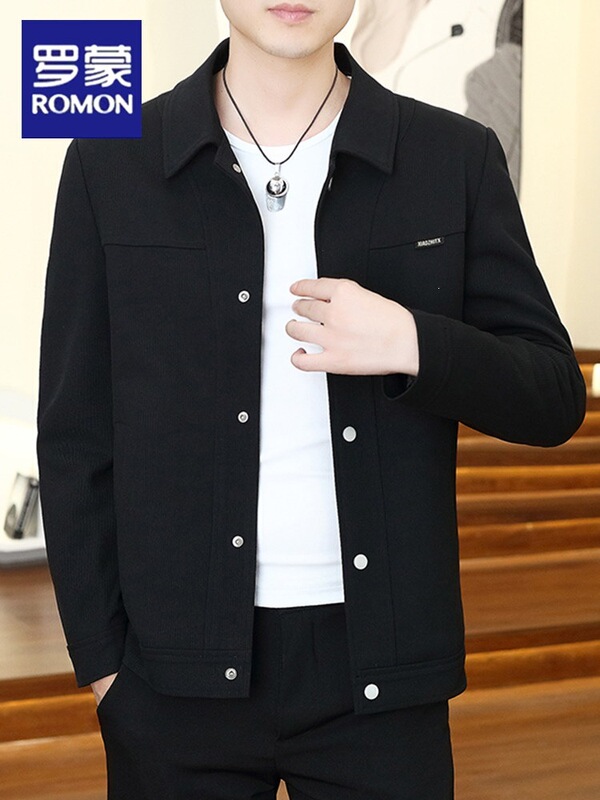 Romon Men's Casual Jacket 2026 Spring and Autumn New Style Lapel Jacket Trendy Versatile Spring High-End Outerwear Romon Men's Casual Jacket 2026 Spring and Autumn New Style Lapel Jacket Trendy Versatile Spring High-End Outerwear