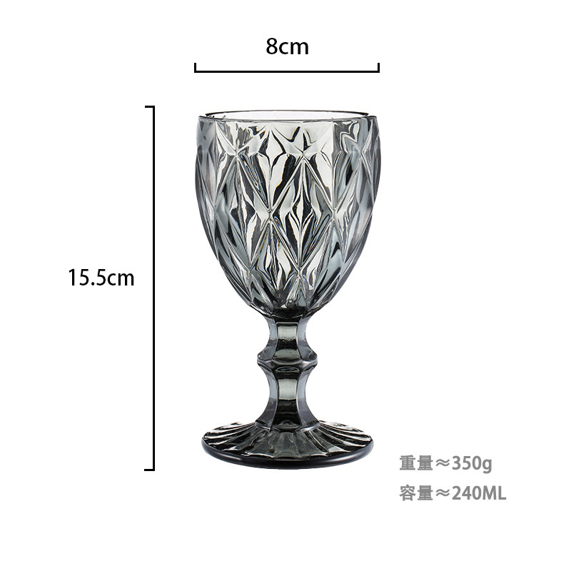 Gran por mayor transfronterizo vasos de vino en relieve europeos tazas de vidrio de colores tazas de bebida de jugo de frutas espesadas tazas de leche de boda tazas de pies altos