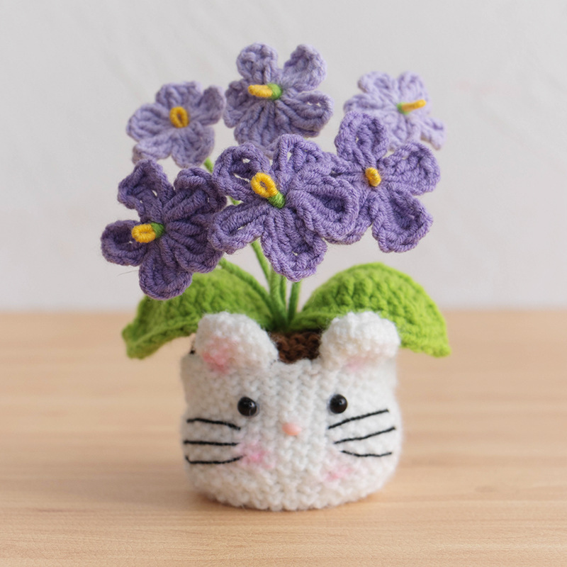 Acabado tejido a mano lirio de los valles en macetas adornos para el hogar tejido de flores artificiales hilo de lana ramo de ganchillo regalo de flores falsas