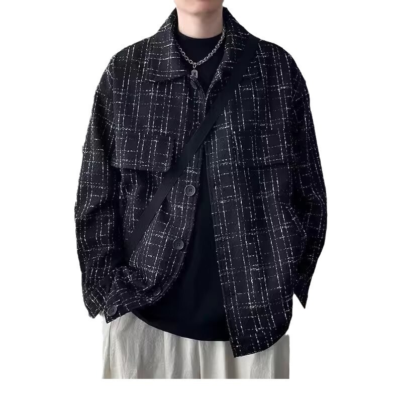 小香風コート男子春と秋のファッションブランドのゆるい服韓国版の大きいサイズのゆるい毛はアメリカ式ジャケットのメンズです。|undefined