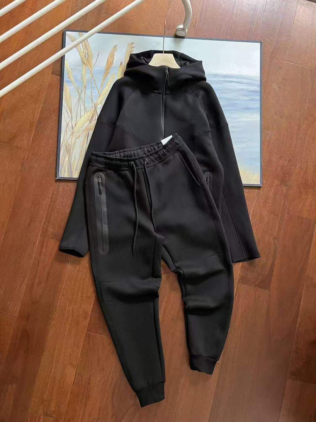 2025 primavera deportes casuales multicolores capa de aire algodón encapuchado hombre 922 abrigo y 002 juego de pantalones