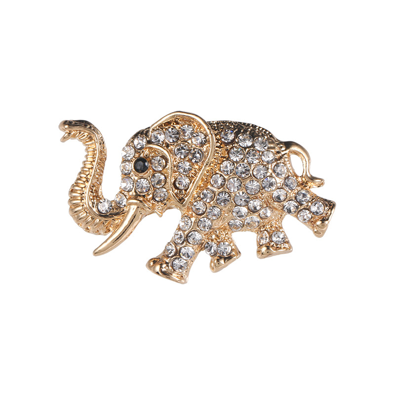 New Lucky and Auspicious Day Up Enamel Dripping Oil Set Diamond Elephant Brooch, Chest Flower Clothi