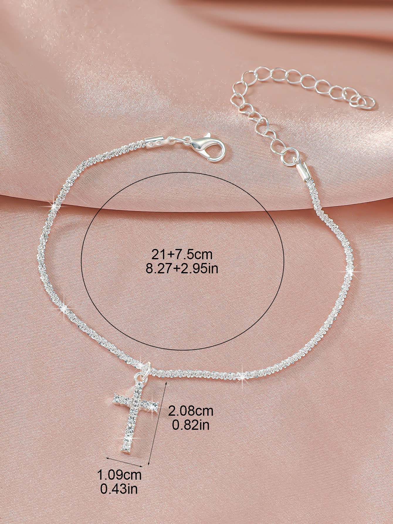 15g Weight Anklet Classification 1 Piece Quantity Casual Occasion Alloy, Copper Material Cross Pattern Women's Gender Beach, Simple Style Style Wholesale Jewelry Beach Simple Style Cross Alloy Copper Anklet 8