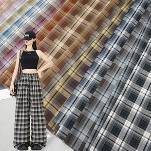 Spring and summer dress plaid fabric TR stretch plain shirt plaid casual pants plaid fabric wholesale