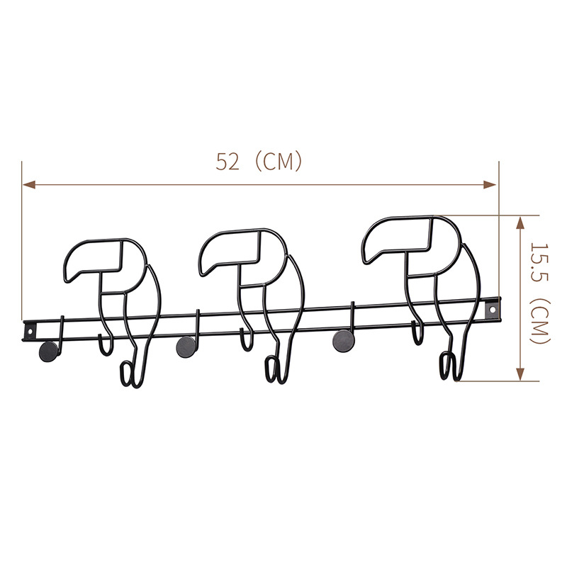 Muchos ganchos de la puerta del hogar de hierro forjado negro dibujos animados carpintero gancho percha