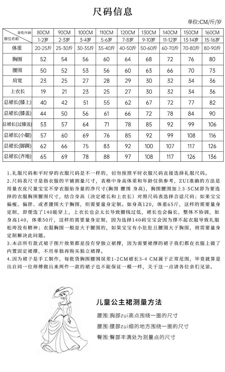 尺碼表