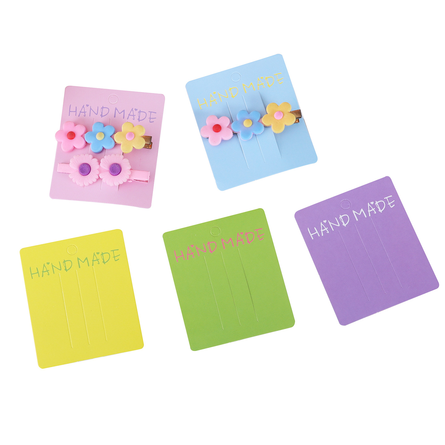 Nuevo color 7.5x6.5 clip de cabello 2 tarjetas de papel accesorios de joyería DIY para niños tarjetas de joyería de cabello bolsas OPP