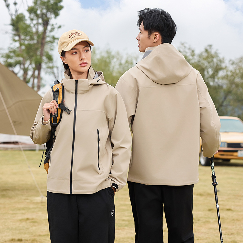 High quality hard shell jacket women's spring and autumn windproof waterproof single layer jacket men's outdoor mountaineering cycling clothes customization