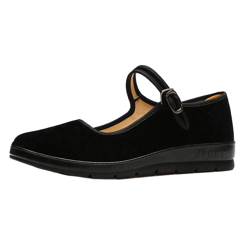 Большой размер/старая пекинская обувь из ткани женская пуховая повседневная обувь первого поколения плоская подошва толстая черная профессиональная обувь для работы в отеле