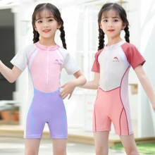 2024新款儿童泳衣女童连体中大童游泳衣小童速干防晒温泉宝宝泳衣