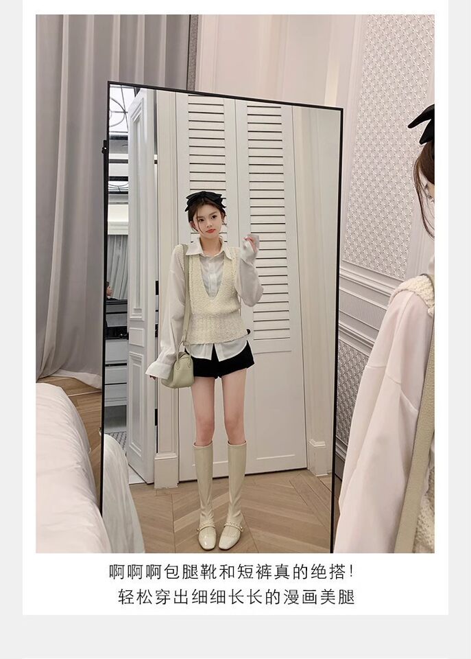 Bốt ngắn nữ mũi vuông bằng da bò nguyên miếng, gót vừa 3–5 cm, đế dày, khóa kéo phía sau — Màu trắng (giày bốt ngắn), Màu đen (giày bốt ngắn), Đen (bốt) chi tiết 18