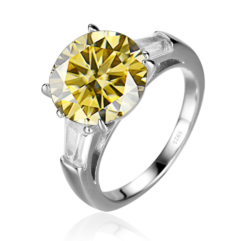S925 plata de lujo de oro de 18 quilates de 5 quilates D anillo de piedra de moissanita en stock