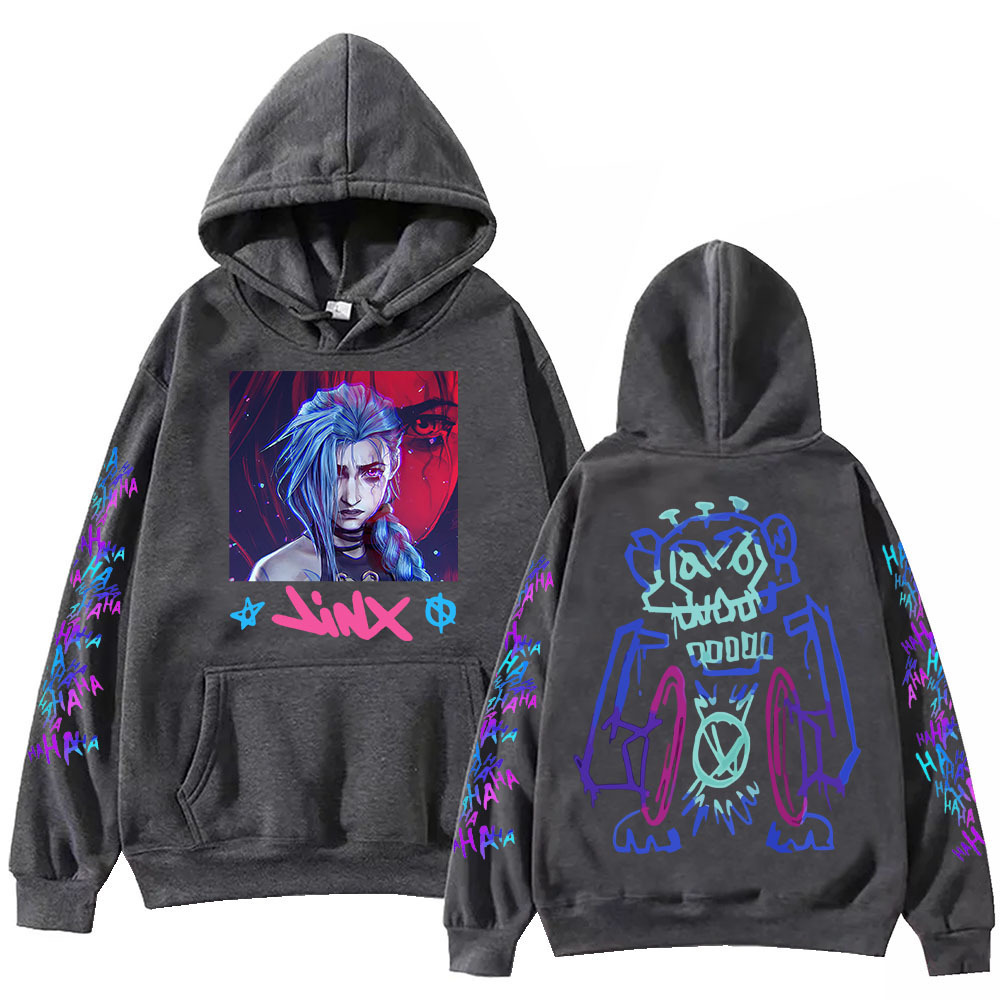 Hot Anime Arcane-Jinx Hoodie Harajuku Hip Hop Pullover Tops