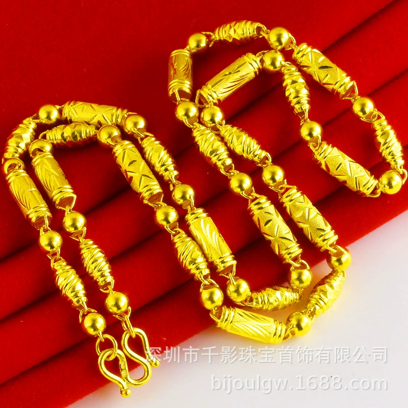 Золотое ожерелье Chiying Jewelry, золотая цепочка 9999 футов, мужские и женские толстые и тонкие полые украшения из настоящего золота, чистое золото