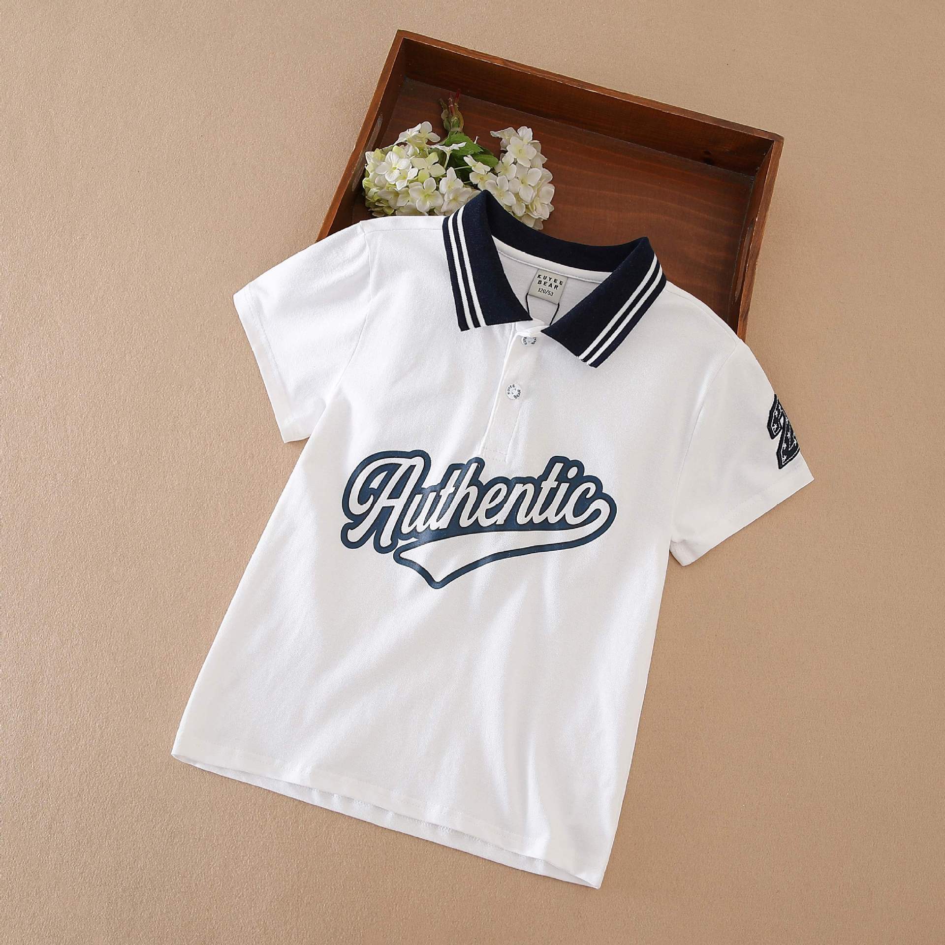 Boys' Polo Shirt 2025 Summer Children's College Style Short Sleeve T-Shirt for Medium and Large Children, Lapel Casual Top for Boys, Trendy