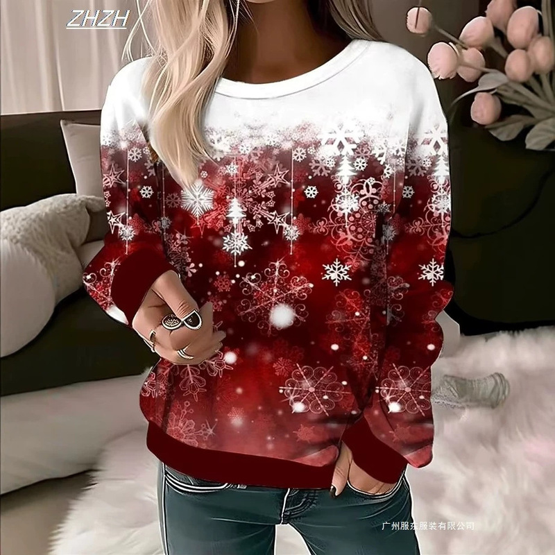 Women's Pullover Graphic Christmas Tree Abstract Casual Long Sleeve Crew Neck Regular Top Casual Holiday Print Autumn Women's Pullover Graphic Christmas Tree Abstract Casual Long Sleeve Crew Neck Regular Top Casual Holiday Print Autumn