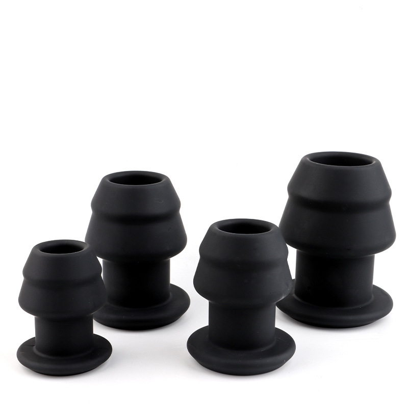 Hollow Silicone Anal Plug, Extra Large Black Training and Expansion Toy — detail image 5
