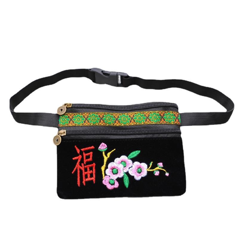 Directo de fábrica Nuevo Mini pequeño bolso cuadrado fu patrón de carácter moda bolso bordado bolso de la cintura de las mujeres bolso de pecho monedero del teléfono móvil