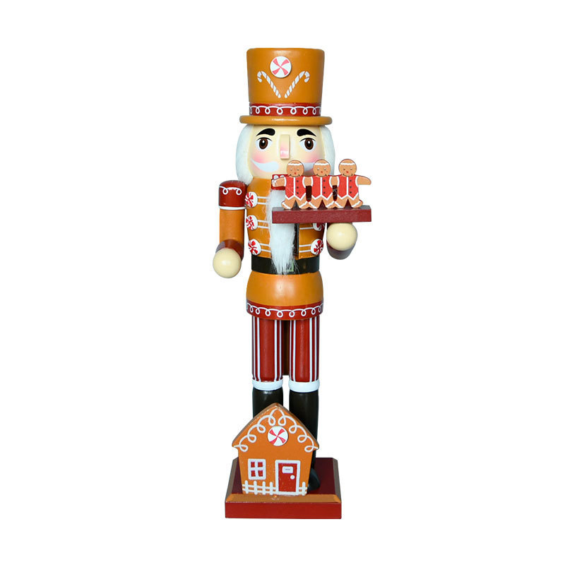 Transfronterizos 35cm pan de jengibre hombre calendario chef nuez soldados decoraciones navideñas fábrica de muñecas de madera al por mayor