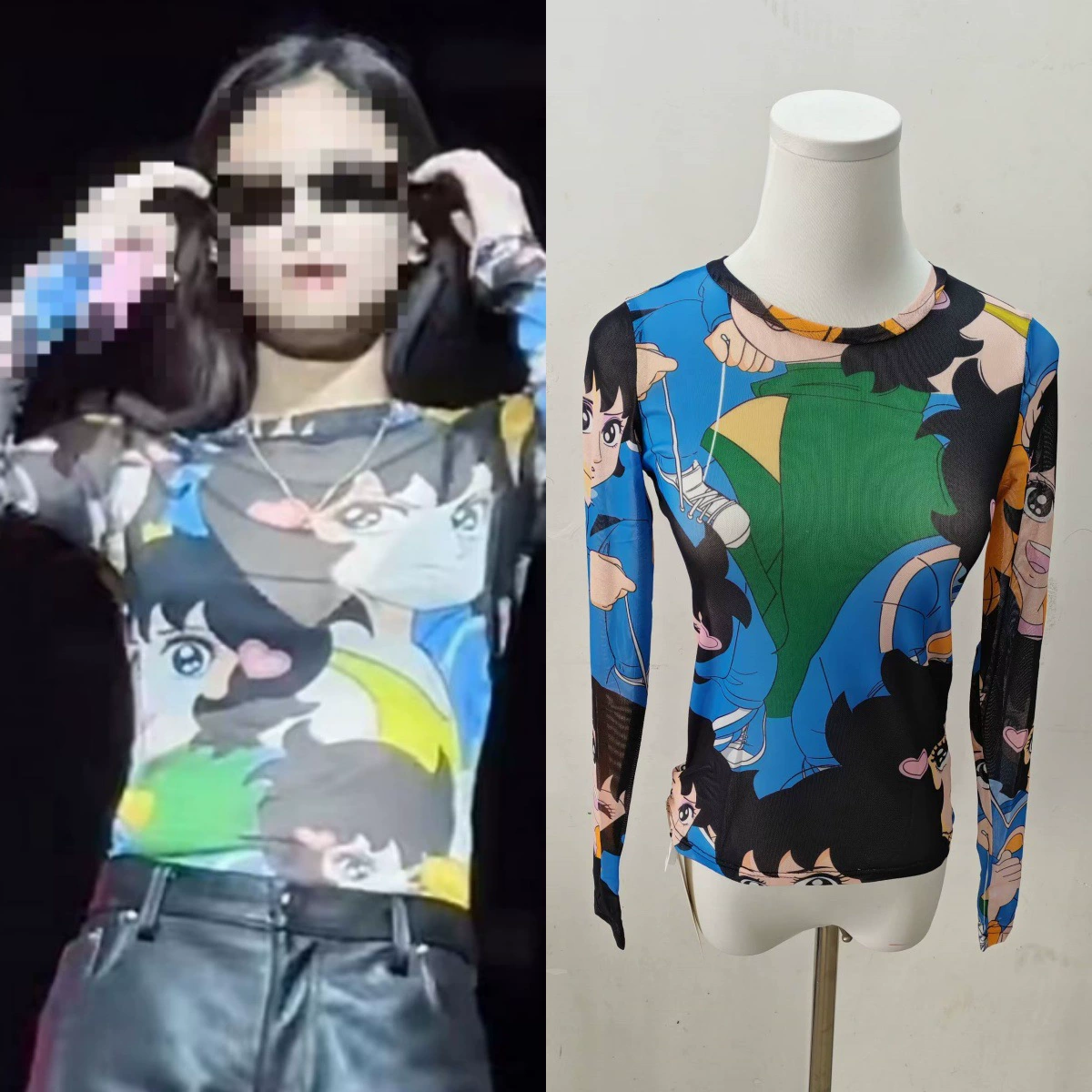 2023 Весна и лето новый топ jennie свободная Базовая Сетчатая футболка с мультяшным принтом для женщин