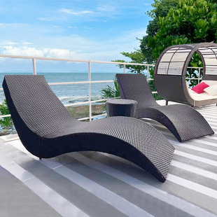 Youren Outdoor Lounge Bed Lounge Chair Balcony Outdoor Swimming Pool Beach Chair Courtyard Open-Air Garden S-Shaped Waterproof Foldableing