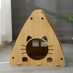Meow Fairy Cat Catch Nest Cat Supplies Solid Wood Triangle Cat Nest Corrugated Claw Scratching Itch Cat House Cat Toy