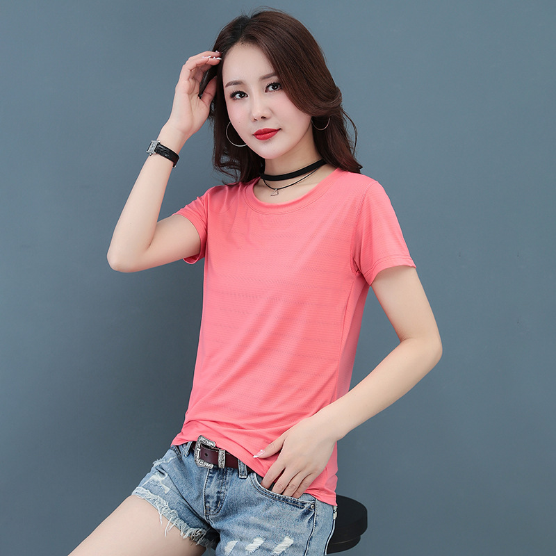 夏季短袖网格冰丝纯色短T92101|ms