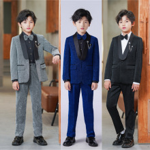 22儿童西装演出服男童花童礼服亮丝西服男孩帅气英伦模特走秀西装