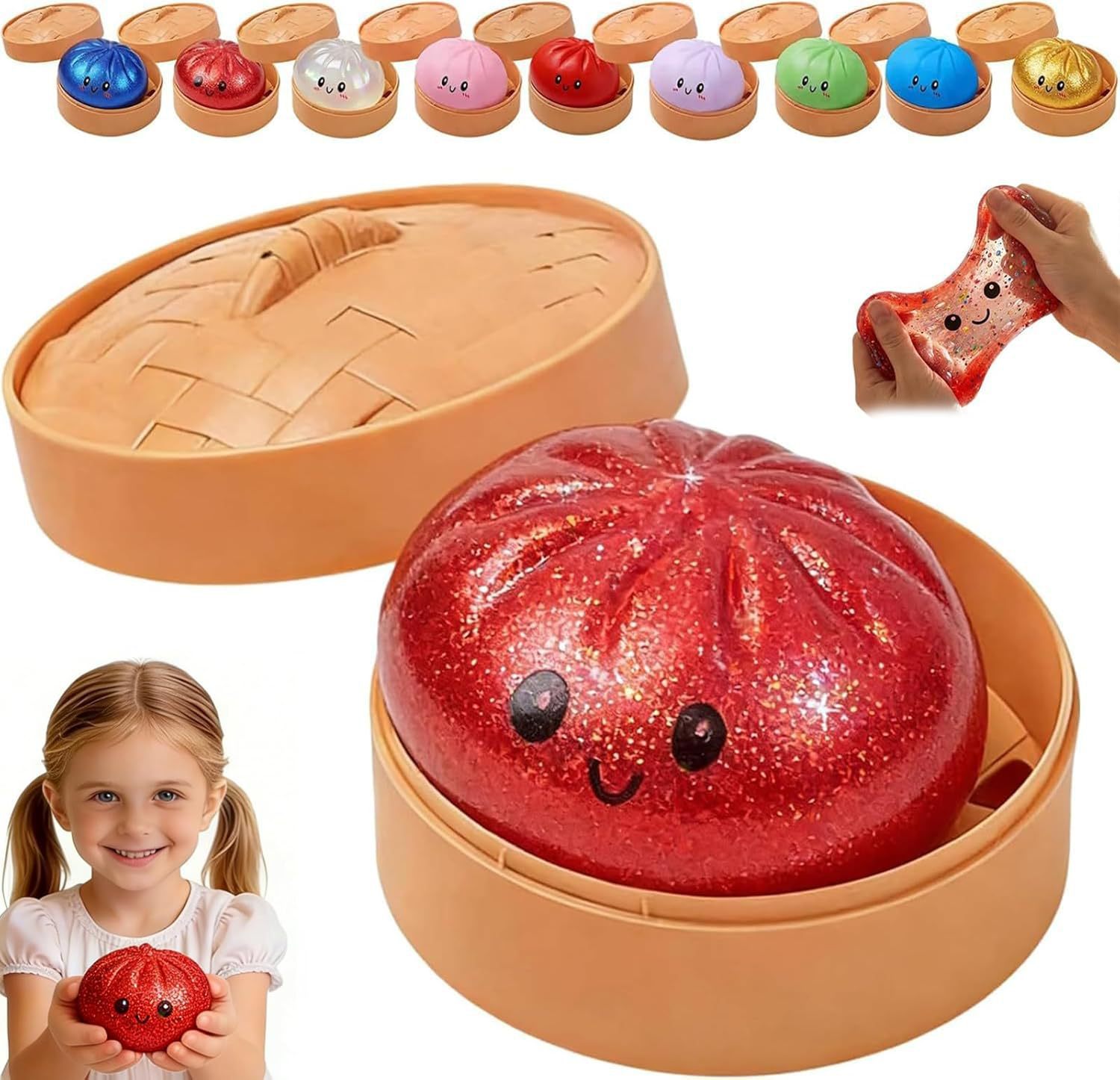 Dumpling Squishies Toy Simulación de bolos de pellizco de pellizco de juguetes de descompresión de bolos de pellizco de juguetes