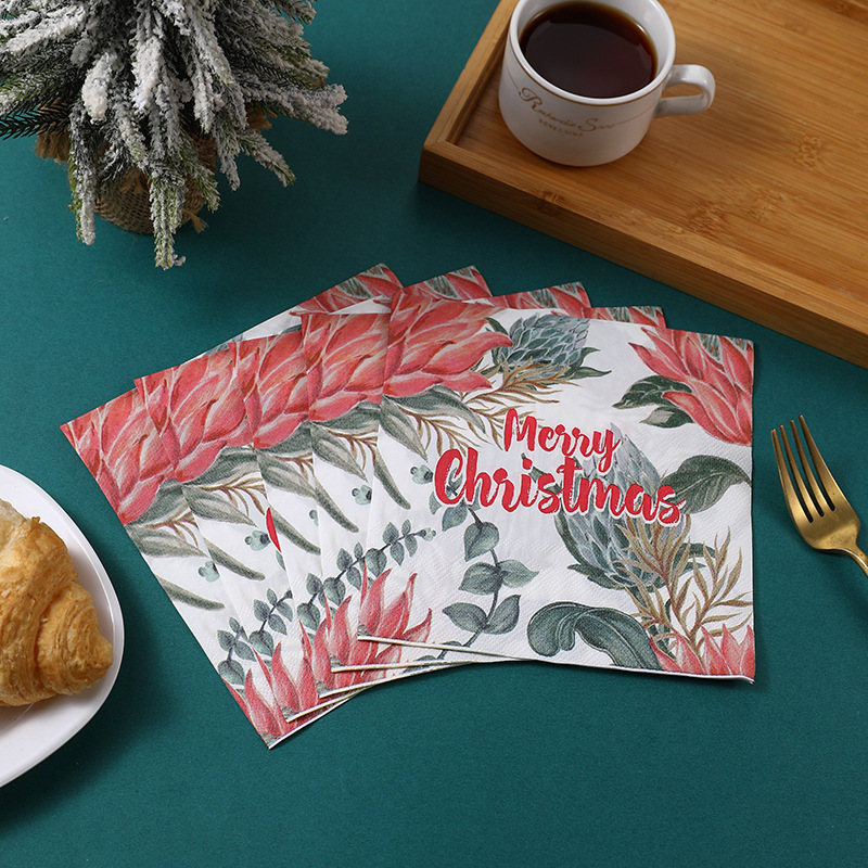 Cross-Border New Color Christmas Napkins Holiday Party Home Kitchen Table Decoration Printed Napkins Wholesale Cross-Border New Color Christmas Napkins Holiday Party Home Kitchen Table Decoration Printed Napkins Wholesale