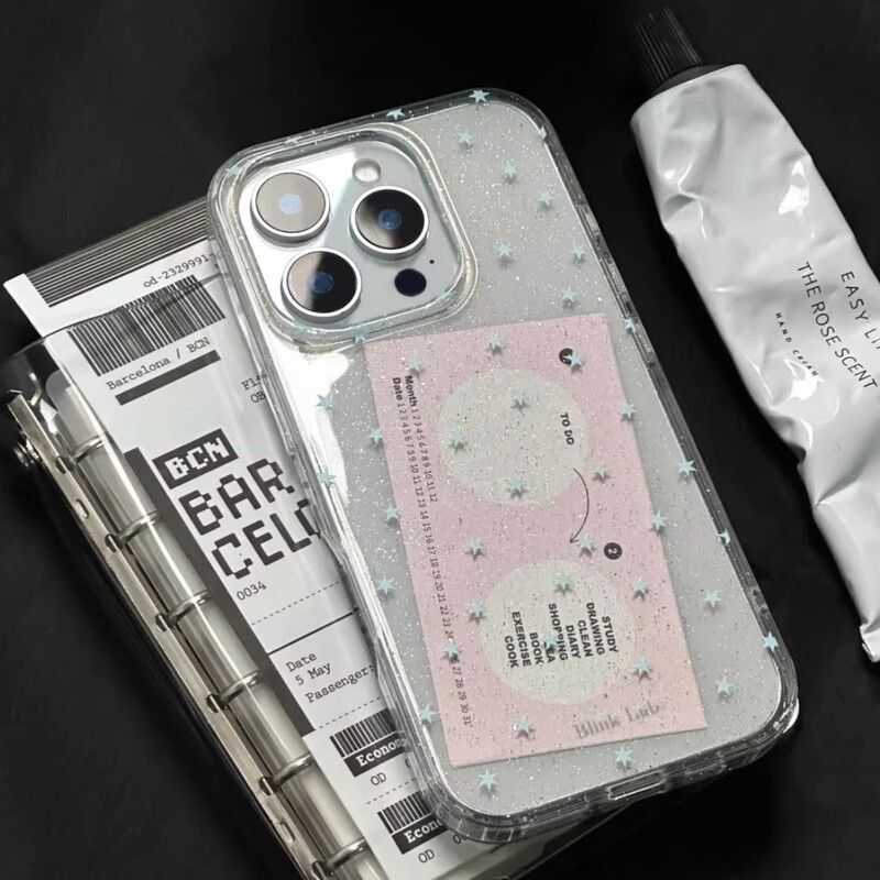 Blue Star Suitable for Apple 17 Mobile Phone Case Iphone17Promax Hard 16Pro Glitter Transparent 13Pro Anti- Blue Star Suitable for Apple 17 Mobile Phone Case Iphone17Promax Hard 16Pro Glitter Transparent 13Pro Anti-