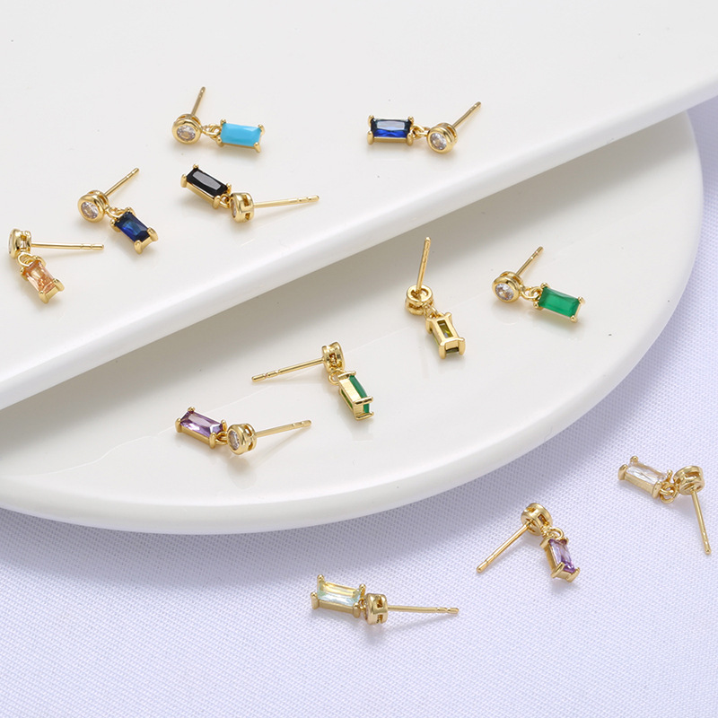 Fashion Geometric Copper Ear Studs Plating Inlay Zircon Copper Earrings display picture 2