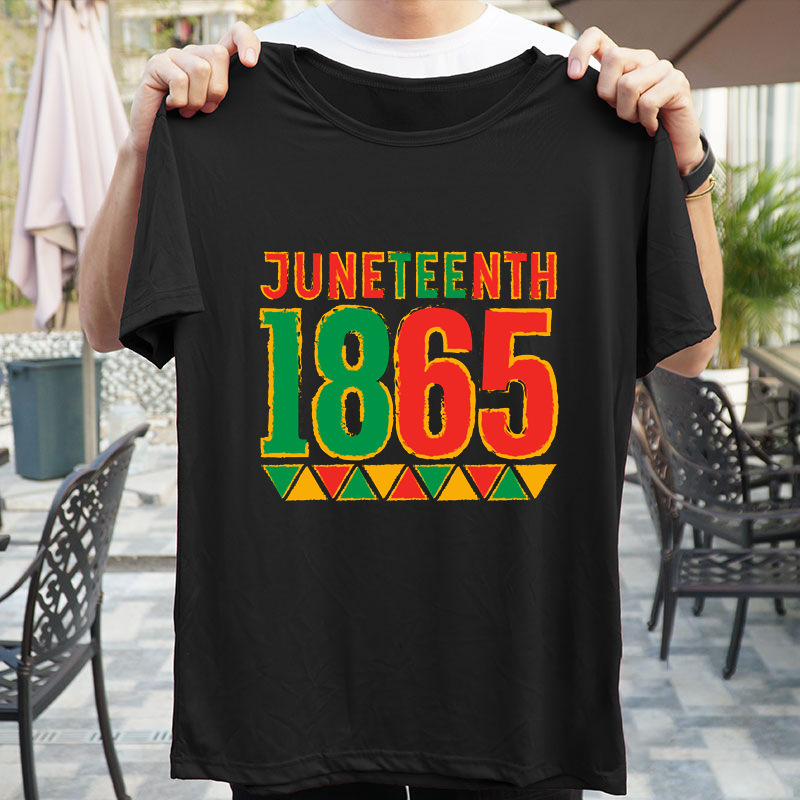 2025 Summer Cross-Border Juneteenth Day June European and American 1865 Men's and Women's Short-Sleeved T-Shirt Trendy Ins