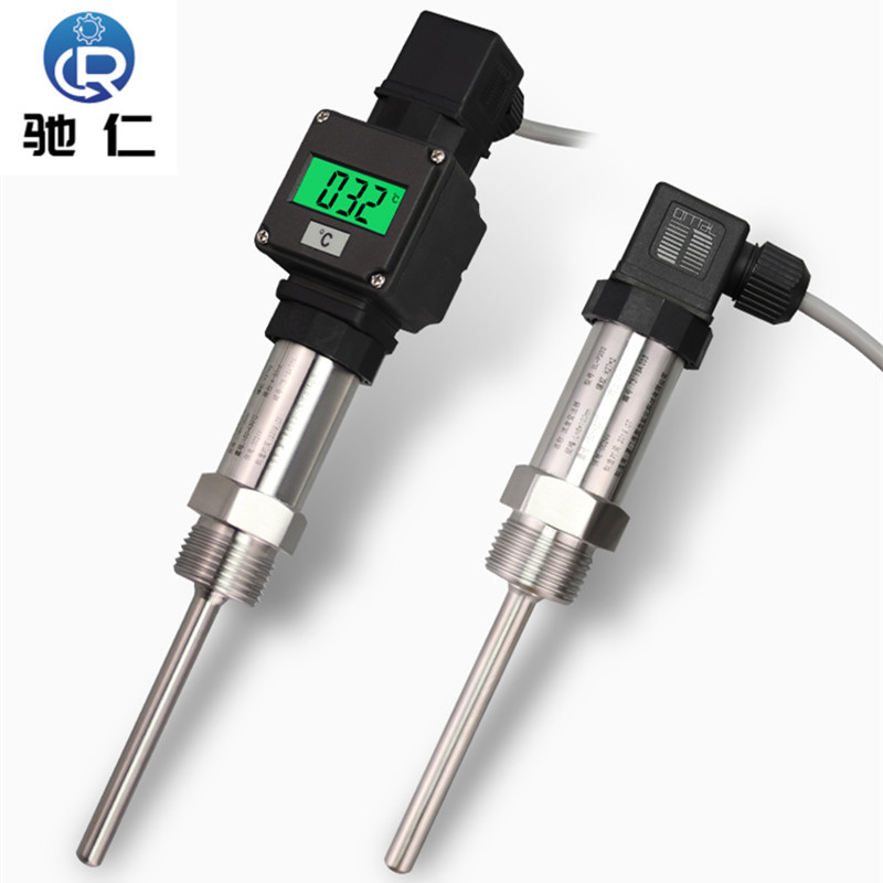 插入式一体化pt100温度传感器数显赫斯曼0/5V10V温度变送器4-20ma