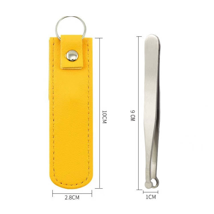 Acero inoxidable cabeza redonda anillo nariz pelo tijeras prensa en forma de nariz pelo clip nariz pelo cuchillo cuero cubierta barba trimmer belleza herramienta