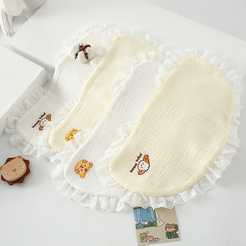 Newborn cute animal embroidery summer thin cloud pillow for male and female baby thin pillow sweat-absorbent flat pillow