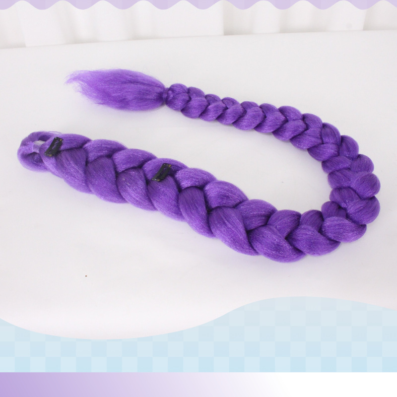 Purple Ponytail Braid Wig For Witch Cosplay Synthetic Hairpiece_voghion.com