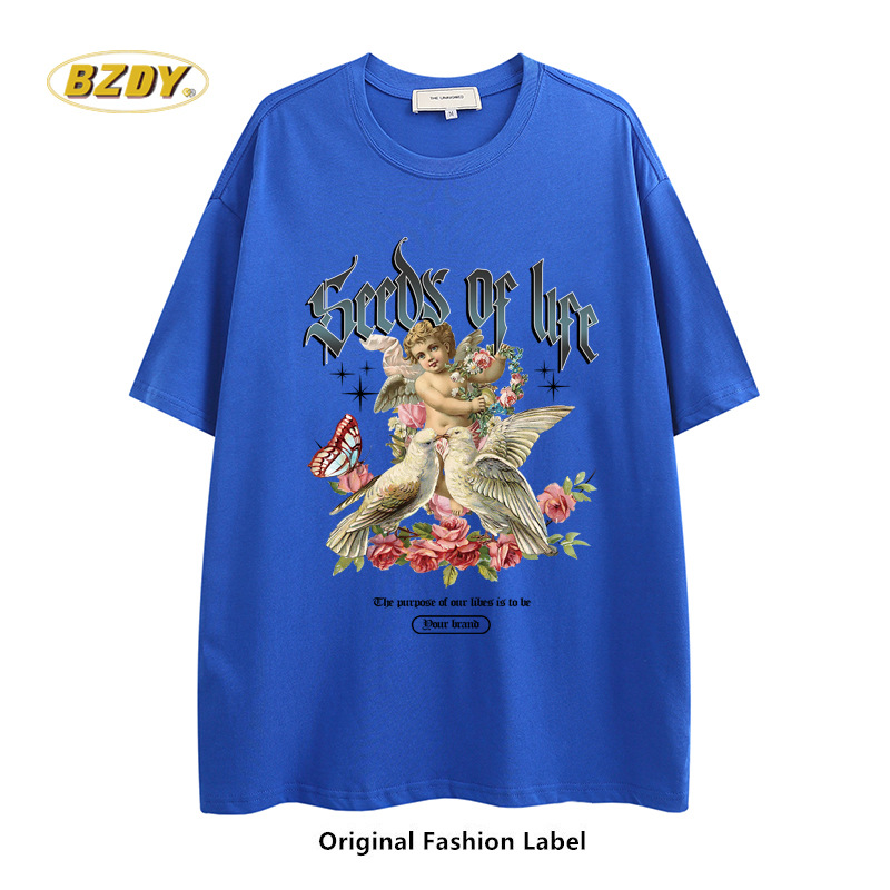 Design T-Shirt Oversize Loose Cotton Top Ins Slim Undercoat Kleine Modemarke Herrenbekleidung_voghion.com