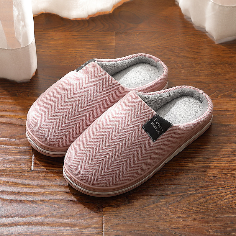 Zapatillas de algodón para mujeres Otoño e Invierno hogar interior de suela gruesa antideslizante cálido furry zapatillas de confinamiento para hombres invierno