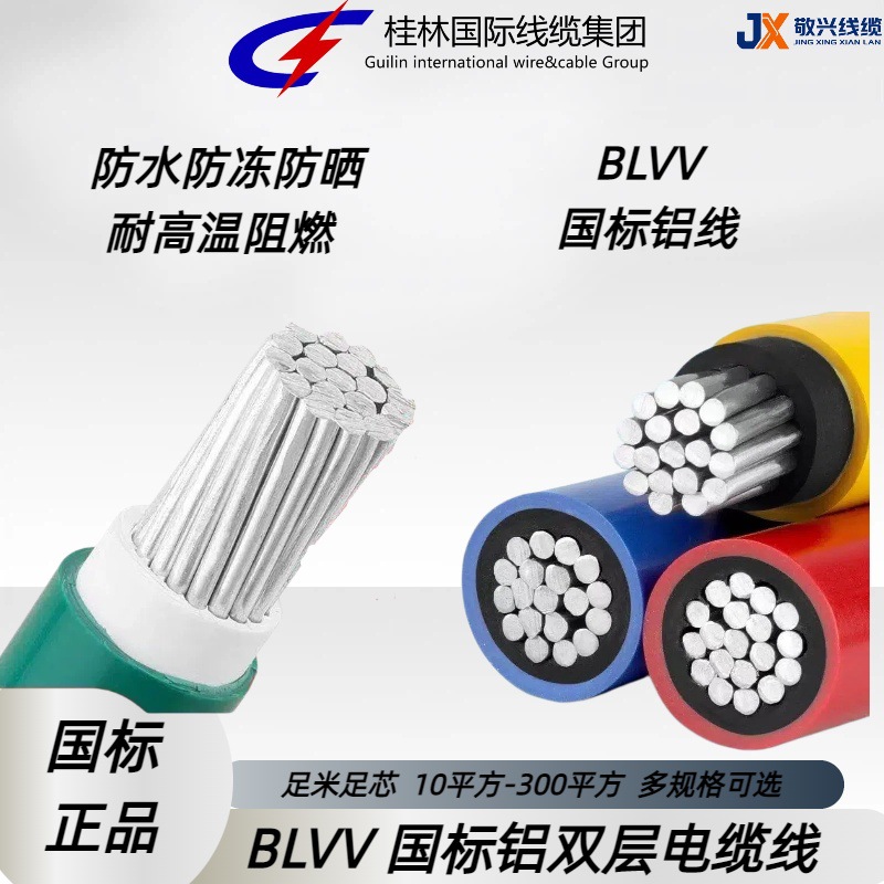 桂林国际国标blvv10 16 25 35 50 70-300平方双皮防氧化老化铝线