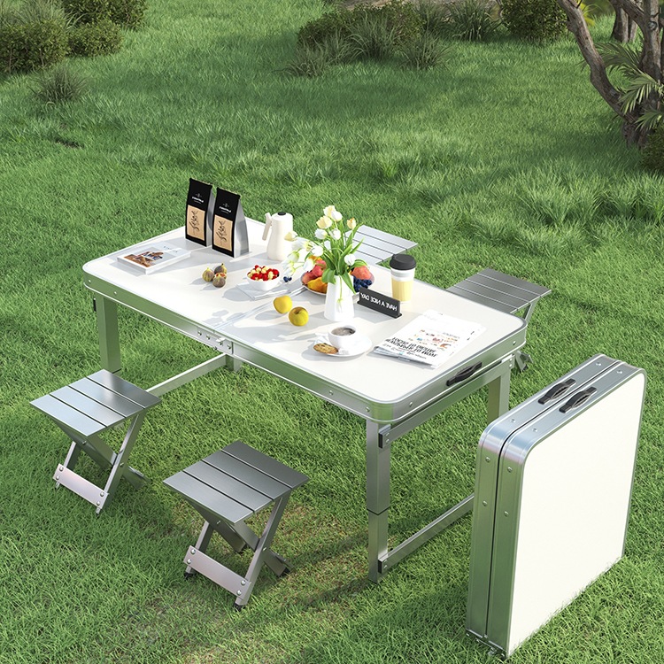 Foldable Table for Outdoor Camping, Simple Dining Table, Portable Table and Chair Set, Rectangular Dining Table for Night Market Stalls