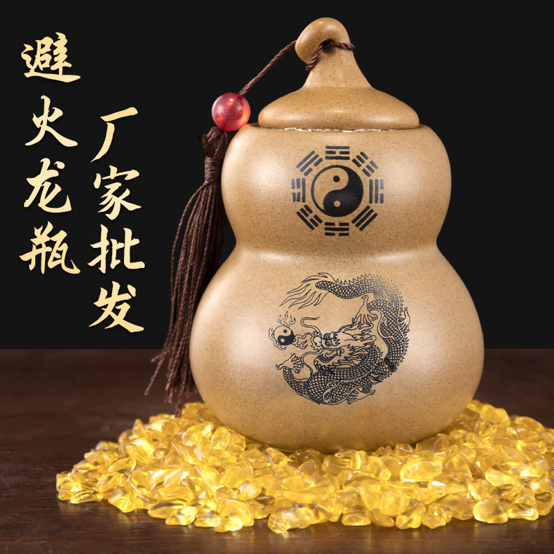 Manufacturer Wholesale Clay Pot Kitchen Northwest Corner Fireproof Dragon Bottle Ceramic Gourd Bottle Kitchen Fireproof Gourd Ornaments