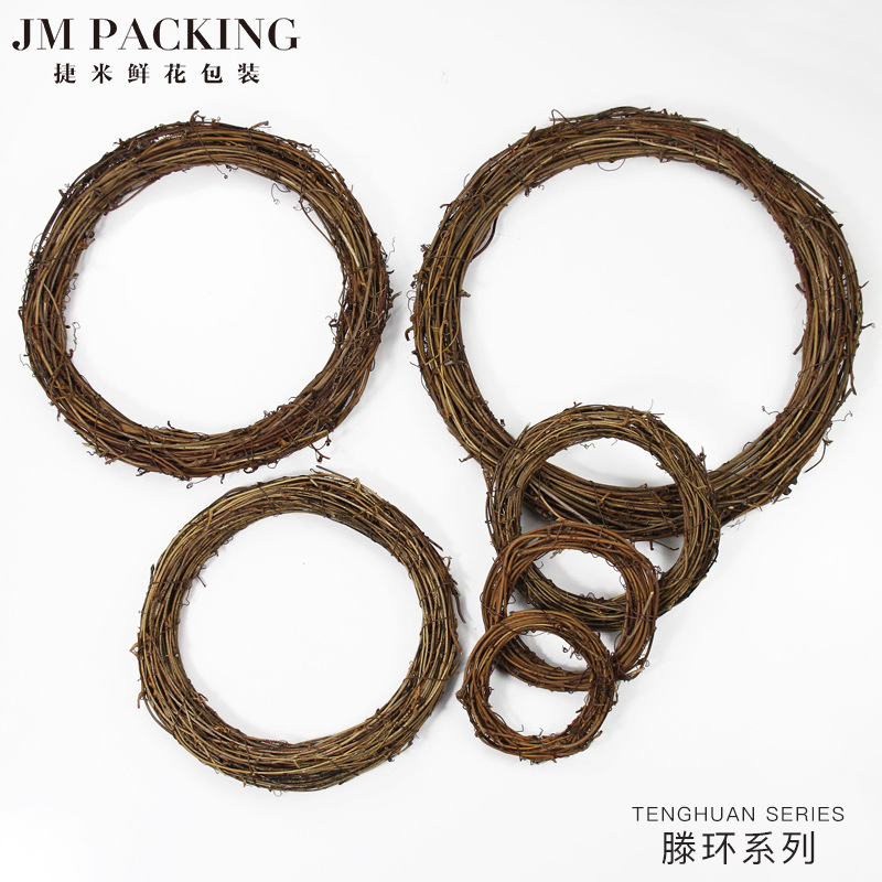 Anillo de ratán natural color primario productos ratán ventana puerta anillo decoración DIY material accesorios tienda de flores ratán Garland ratán anillo