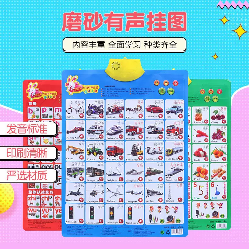 厂家直销批发0-6岁婴幼儿电子发声学习挂图 语音挂图